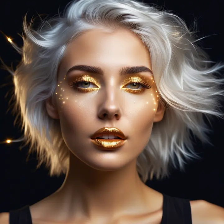 Nova Seren in a dark studio portrait with gold light